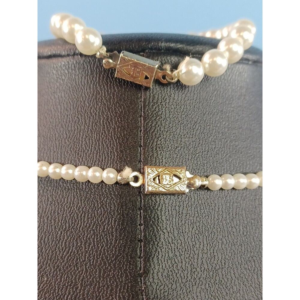 Vintage Faux Pearl Necklace & Bracelet Marked Japan Box Clasp - Picture 7 of 9